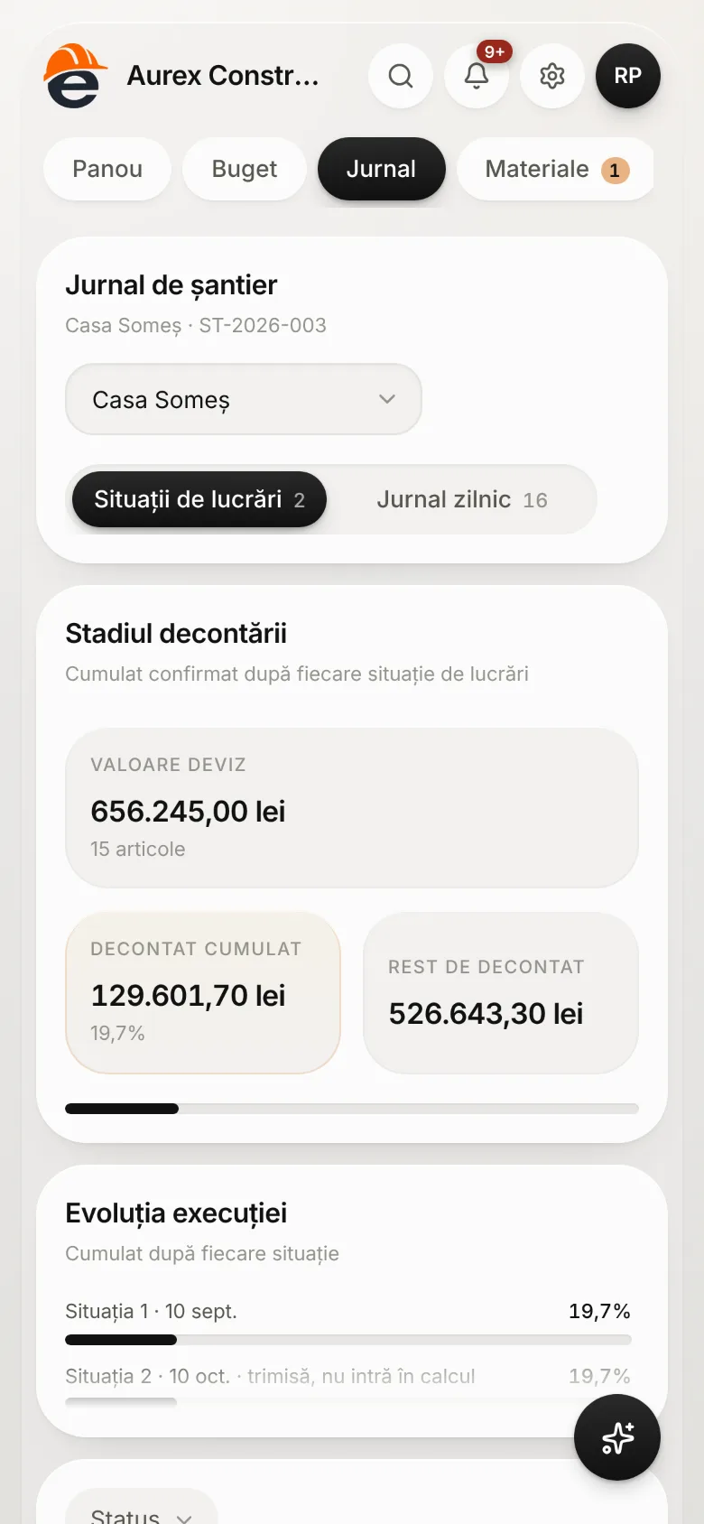 Jurnalul de șantier pe telefon